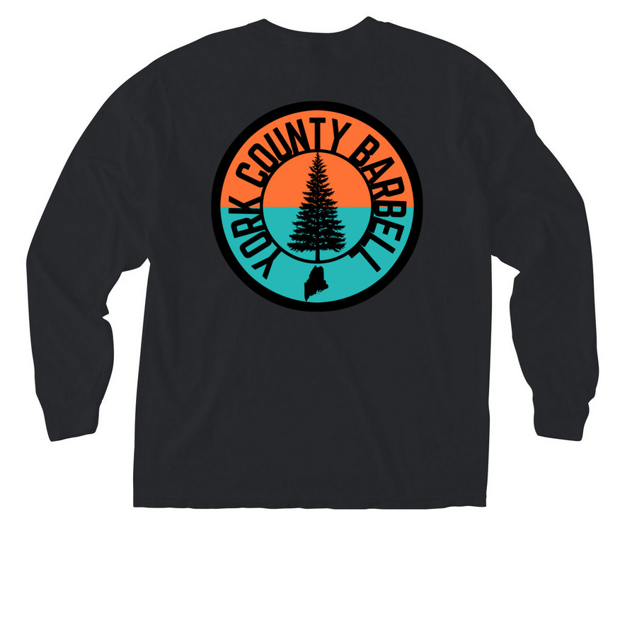 Half and half&nbsp; YCB, a Black Comfort Colors Long Sleeve Pocket Tee (back-view)