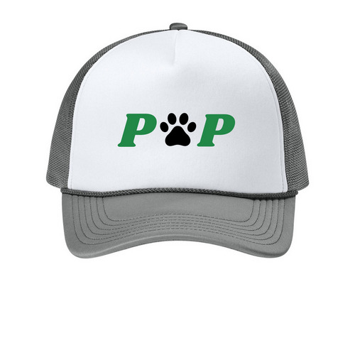 Putting for Puppies Paw Hat, a White/ Deep Smoke Printed Foam Trucker Hat