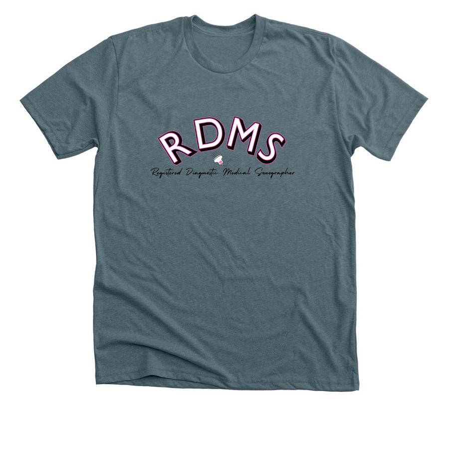 RDMS, a Heather Slate Premium Unisex Tee