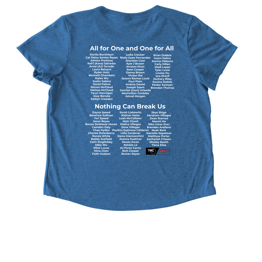 Newsies Shirts, a Azure Blue Allmade Eco Triblend Women?s Scoop Neck Tee (back-view)
