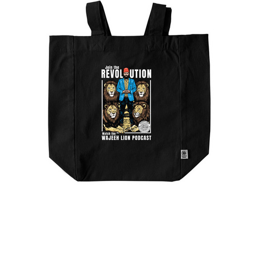 The Wajeeh Lion Podcast - totes, a Black Recycled Cotton Tote Bag