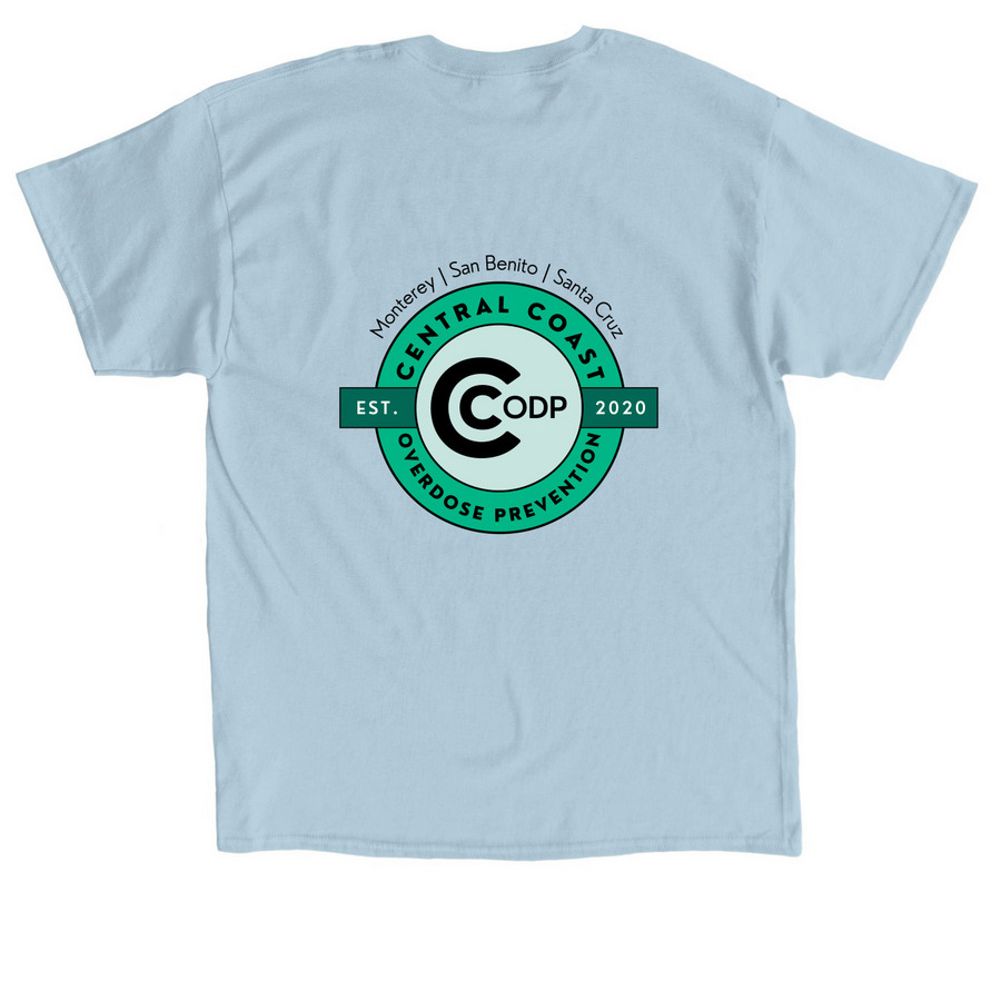 CCODP Shirt/Crew Neck: Dotty & Narcan, a Light Blue Classic Unisex Tee (back-view)