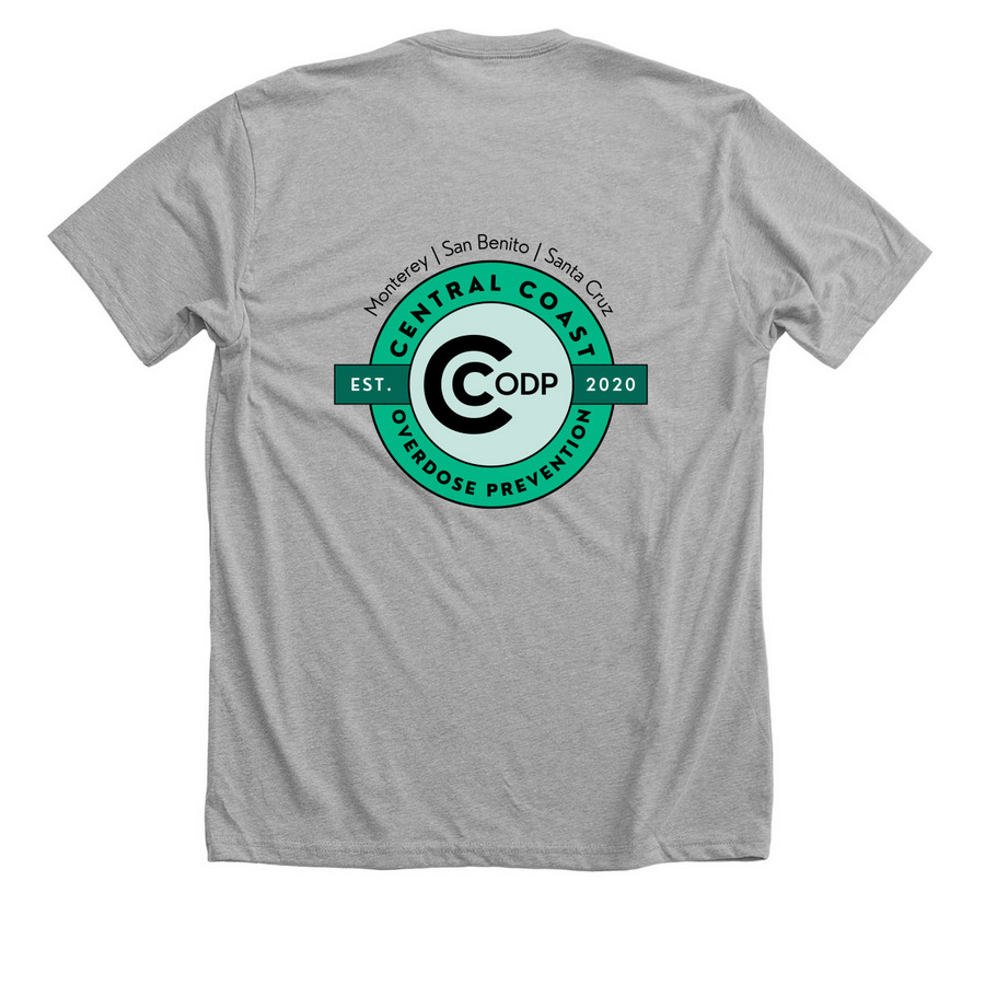CCODP Shirt/Crew Neck: Dotty & Narcan, a Athletic Heather Premium Unisex Tee (back-view)