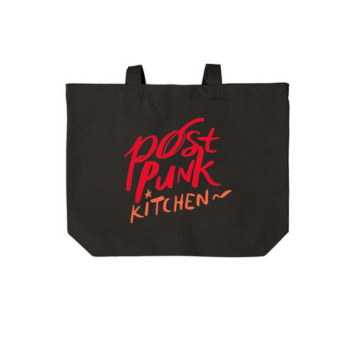 Post Punk Kitchen Tote, a Deep Black Cotton Canvas Tote Bag