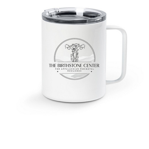 White Birthstone Travel Mug, a White Stainless Steel Travel Mug