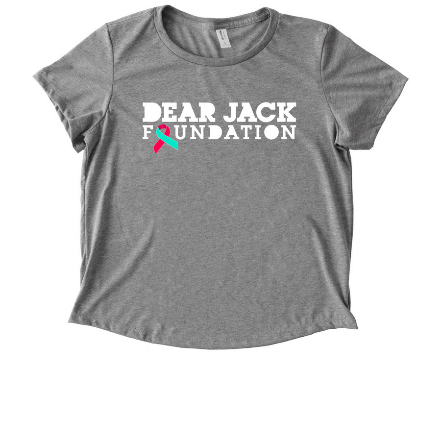 Dear Jack T-Shirt (White Logo), a Aluminum Grey Allmade Eco Triblend Women?s Scoop Neck Tee