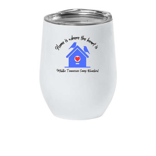 Camp Bluebird Wine Tumbler, a White Insulated Wine Cup