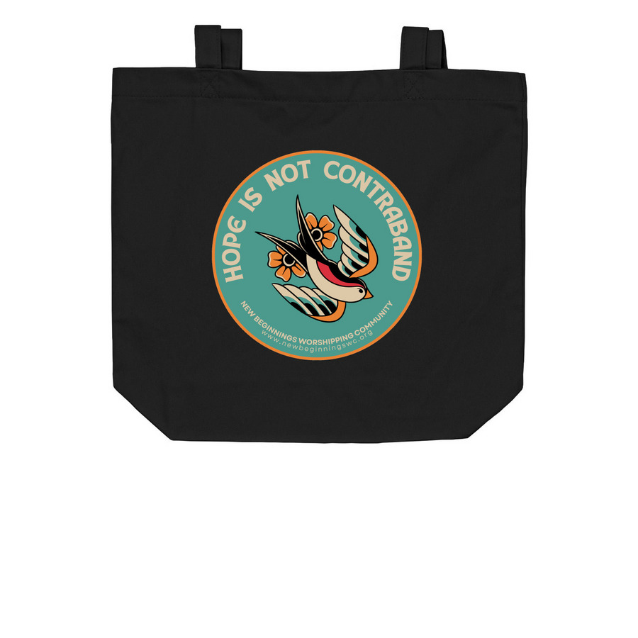 New Beginnings Worshipping Community, a Black Organic Cotton Tote Bag