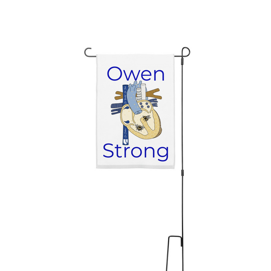 Owen Strong yard flag + stake, a White 12" x 18" Yard Flag with Stake
