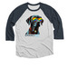 Pride Dog, a Indigo and Heather White 3/4 Sleeve Baseball Tee