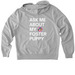 Ask Me About My BTBB Foster Puppy (zip-up), a Granite Grey Heather Allmade Organic French Terry Zip Up Hoodie (back-view)