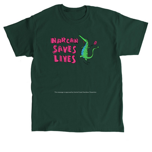 CCODP Shirt: Narcan Saves Lives, a Forest Green Classic Unisex Tee