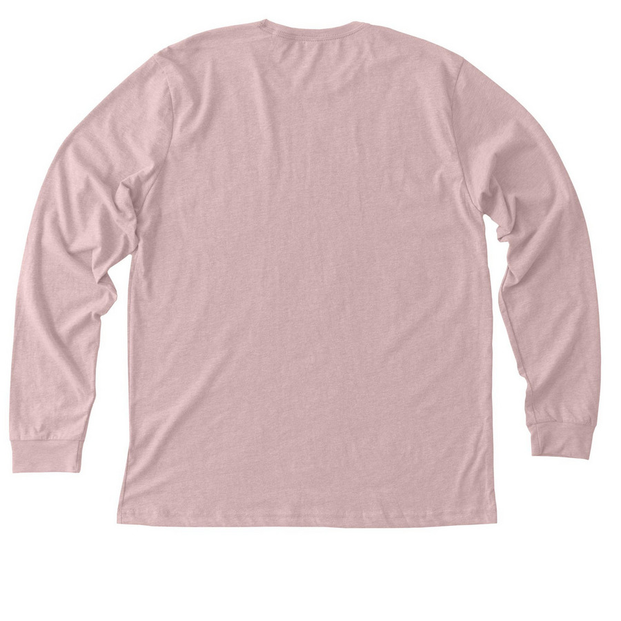 BDR Red Logo Long Sleeve Tees, a Heather Pink Gravel Premium Long Sleeve Tee (back-view)