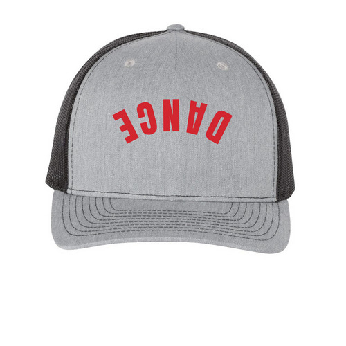 Dance Hat, a Heather Grey/ Black Printed Five-Panel Trucker Cap