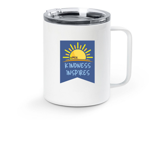 Kindness Inspires - Travel Mug, a White Stainless Steel Travel Mug