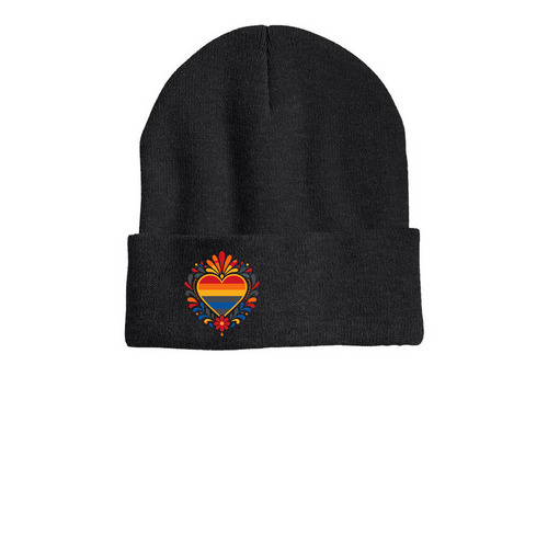 Unidos Somos Mas Beanie, a Heather Charcoal Printed Cuffed Beanie
