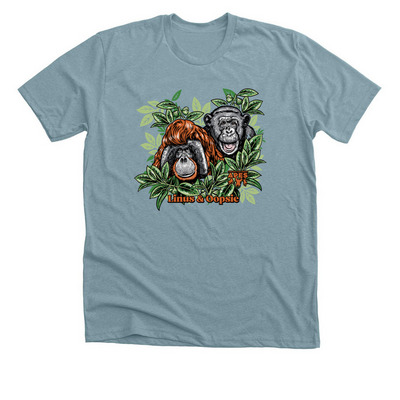 Linus and Oopsie, a Heather Blue Lagoon Premium Unisex Tee