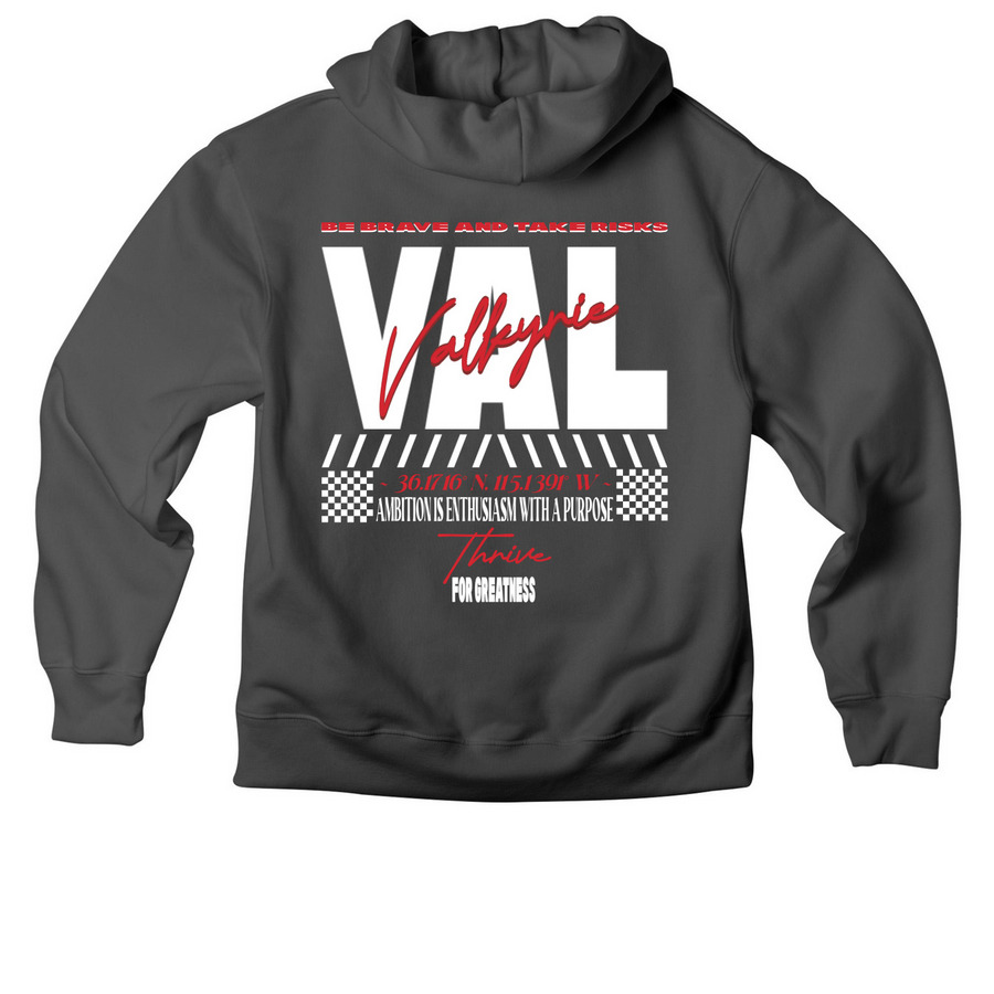 THRIVE FOR GREATNESS - RED, a Asphalt Premium Heavyweight Pullover Hoodie (back-view)