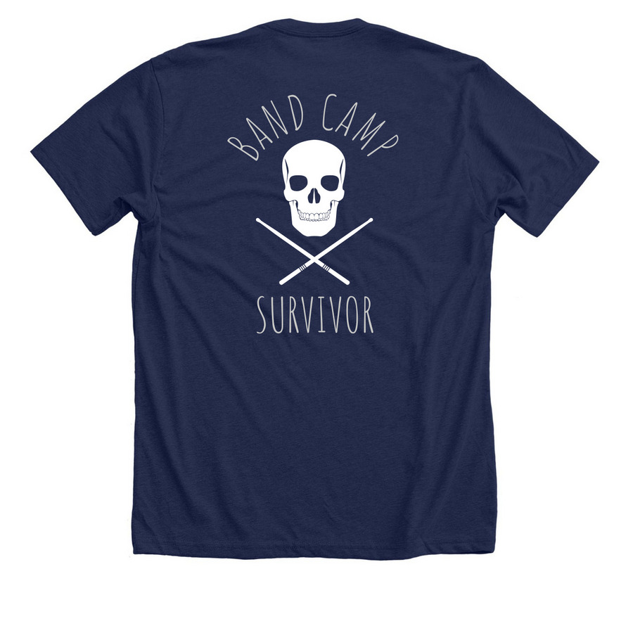 Band Camp Survivor, a Solid Navy Blend Premium Unisex Tee (back-view)