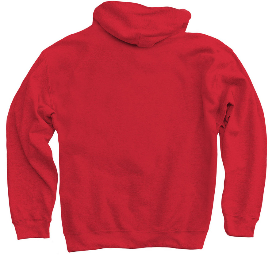 The Levee Logo, a Red Pullover Hoodie (back-view)