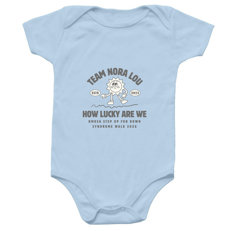 RMDSA Walk 2026 - Team Nora Lou, a Light Blue Infant Onesie