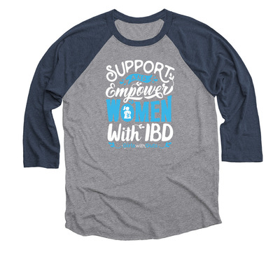 Girls With Guts - Empower Women with IBD, a Vintage Navy and Premium Heather 3/4 Sleeve Baseball Tee