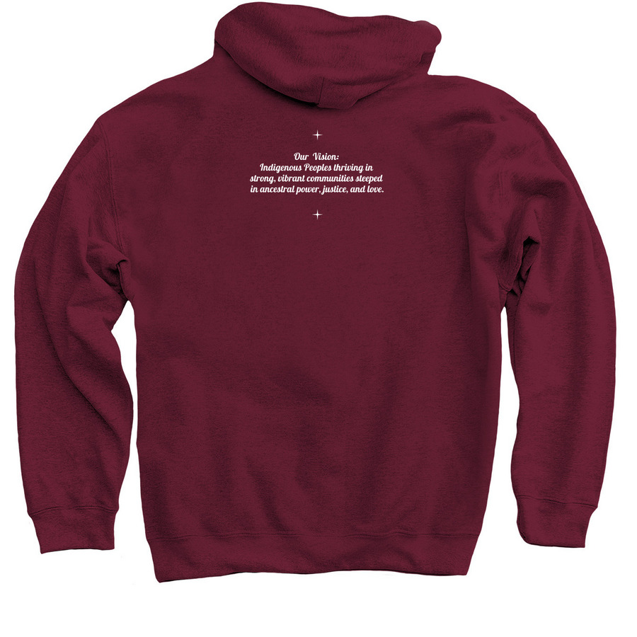 Data For Indigenous Justice (Color Logo, a Maroon Pullover Hoodie (back-view)