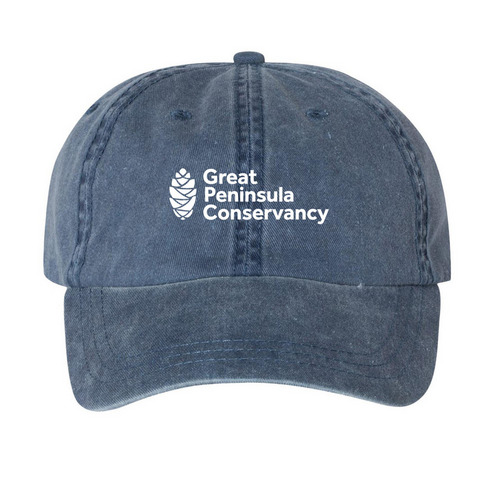 Hat, a Navy Printed Pigment Dye Baseball Cap