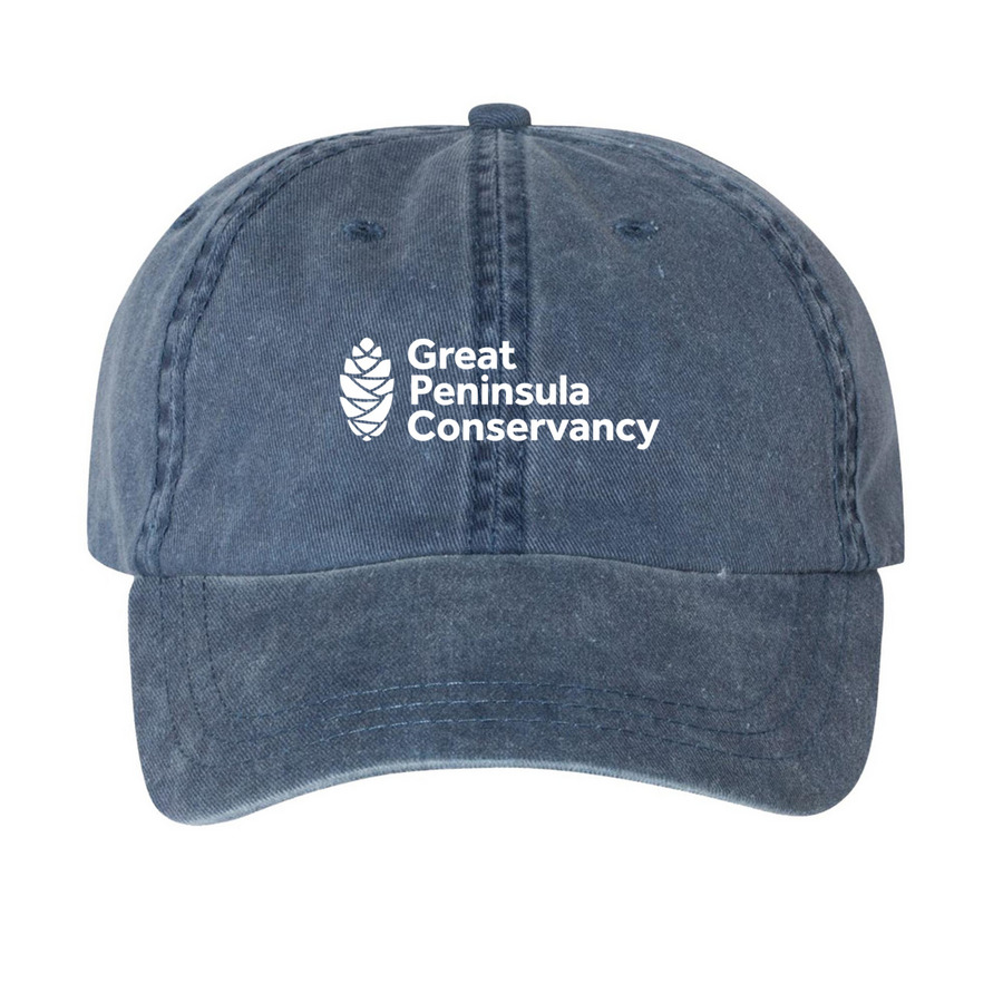 Hat, a Navy Printed Pigment Dye Baseball Cap