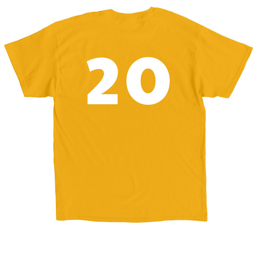 Player #20, a Gold Classic Unisex Tee (back-view)