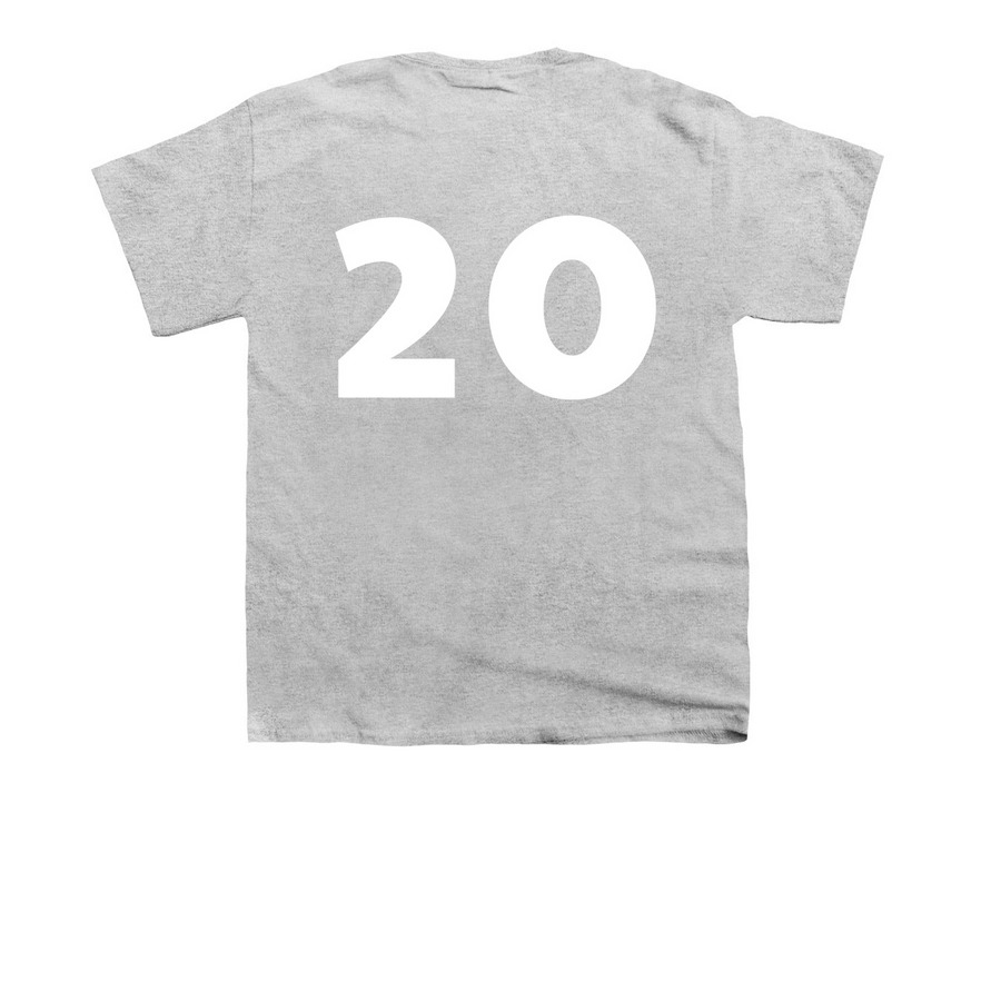 Player #20, a Sport Grey Youth Unisex Tee (back-view)