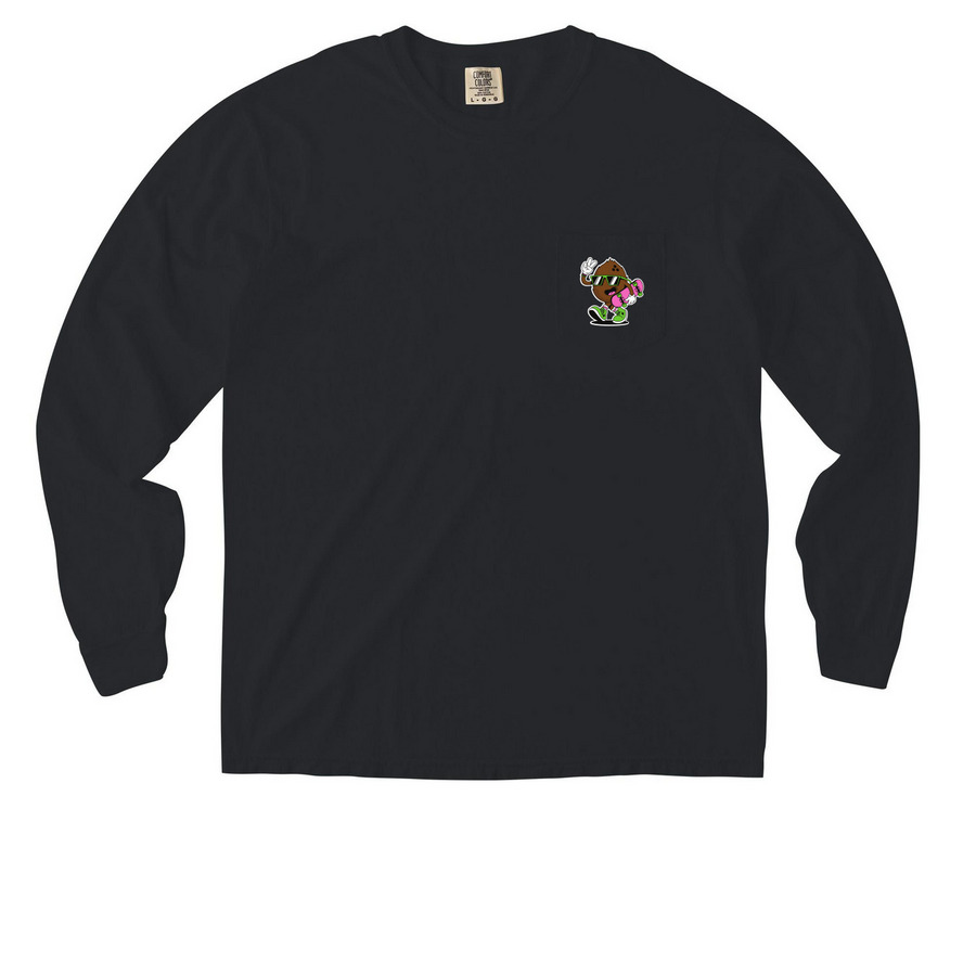 Coconuts & Bolts Pocket Tee, a Black Comfort Colors Long Sleeve Pocket Tee