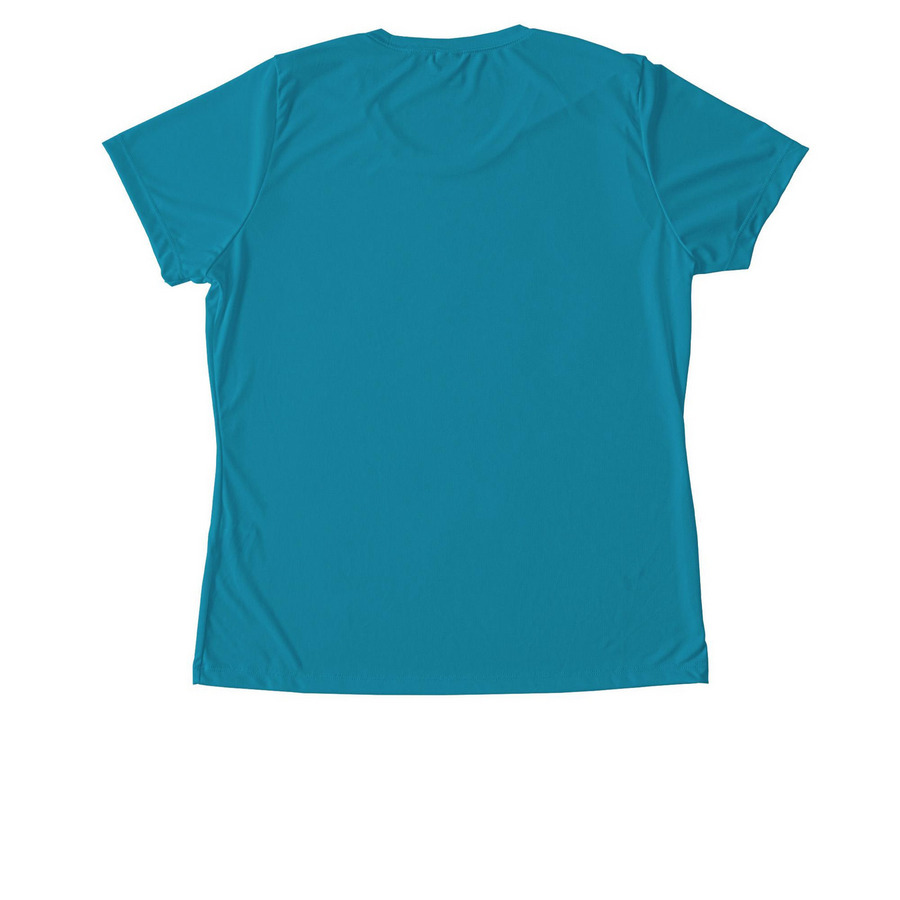 Bjorn: Badass Babe (performance shirts), a Atomic Blue Women's Performance Tee (back-view)