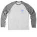 Supes, a Aluminum Grey/ Bright White Allmade Eco Triblend Colorblock Raglan Long Sleeve Tee