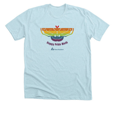 Celebrate Pride Moth with Mass Audubon, a Heather Ice Blue Premium Unisex Tee