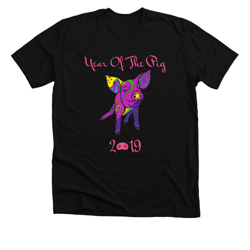 Year of the Pig, a Solid Black Blend Premium Unisex Tee
