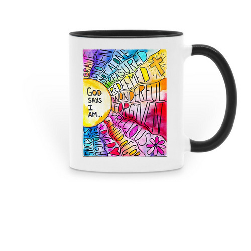 God Says I am ... Affirmations, a Black Two-Tone Ceramic Mug