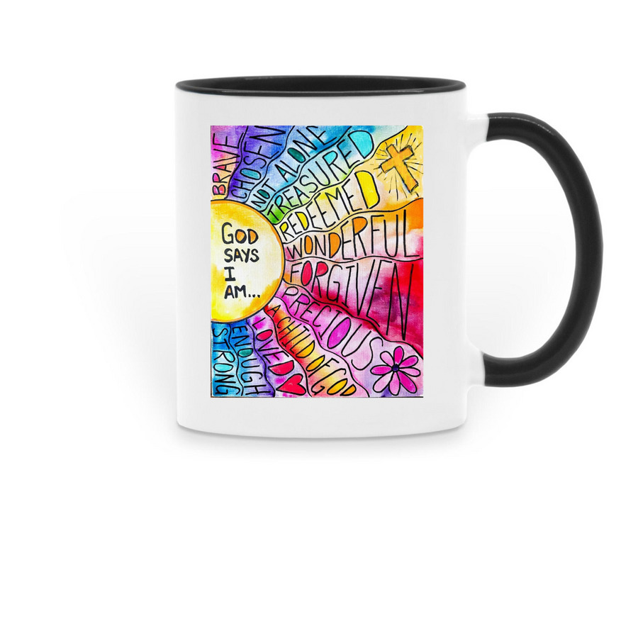 God Says I am ... Affirmations, a Black Two-Tone Ceramic Mug