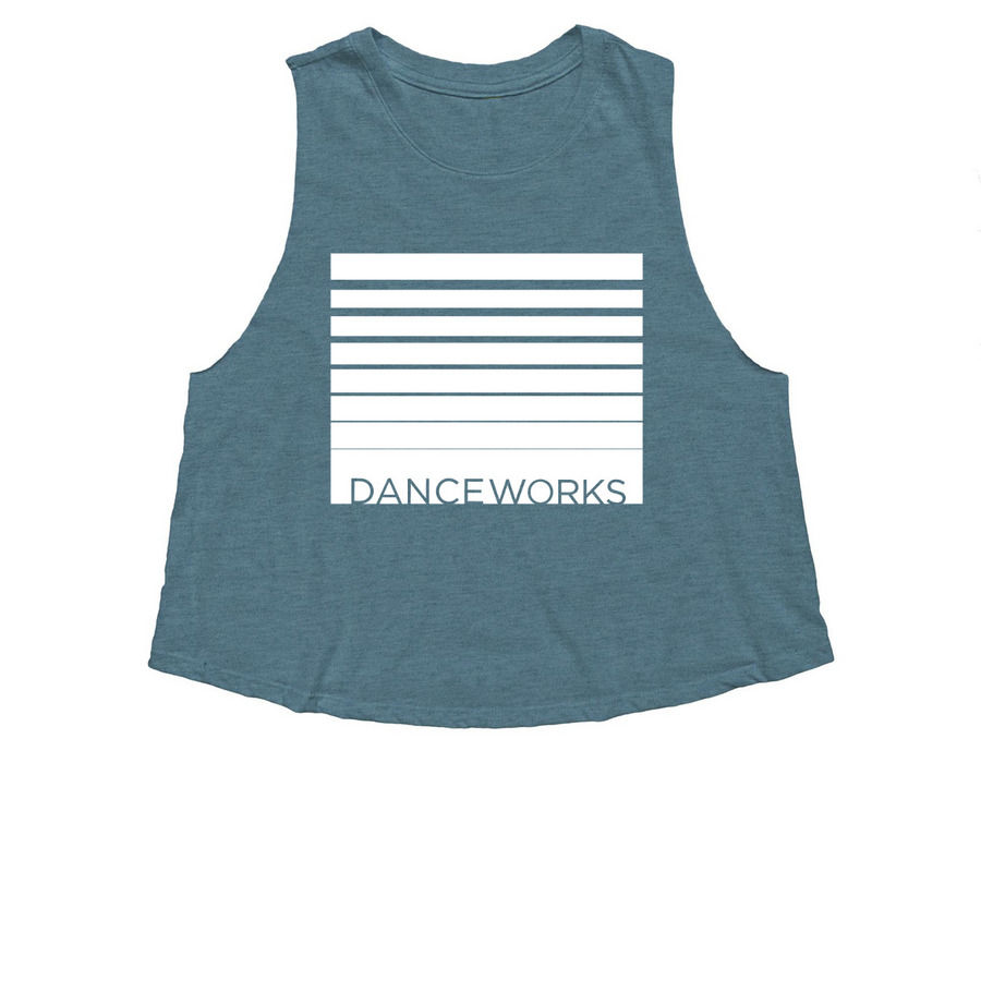 Danceworks Summer Apparel, a Heather Deep Teal Women's Cropped Racerback Tank