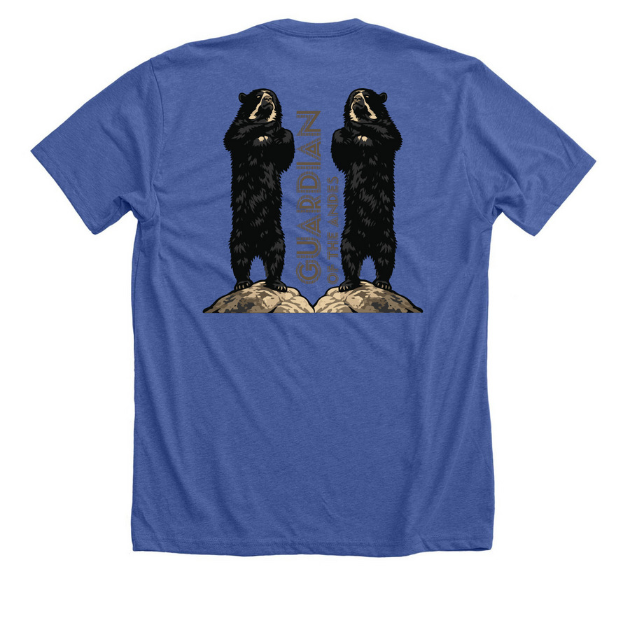 Guardian of the Andes, a Solid True Royal Premium Unisex Tee (back-view)