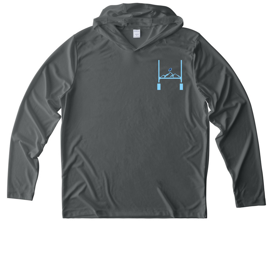 Pikes Peaks Women?s Rugby, a Dark Smoke Grey UV Performance Long Sleeve Hoodie