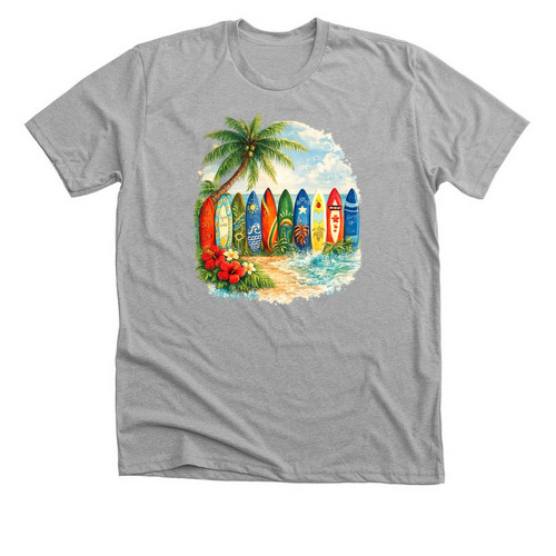 Surf Boards, a Athletic Heather Premium Unisex Tee