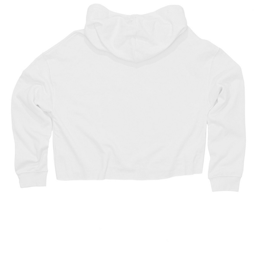 Crop Top Hoodie, a White Women?s Lightweight Cropped Hoodie (back-view)