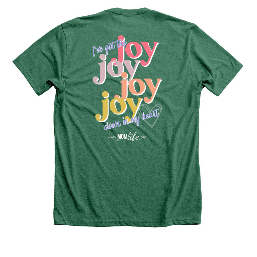 Down in my Heart on back, a Heather Grass Green Premium Unisex Tee (back-view)