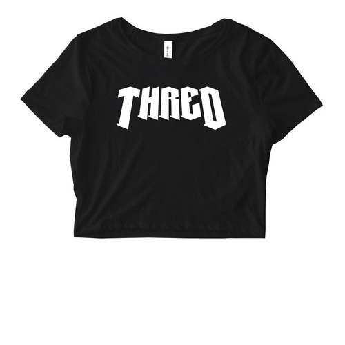 Thred Crop Top, a Black Women's Fitted Cropped Tee