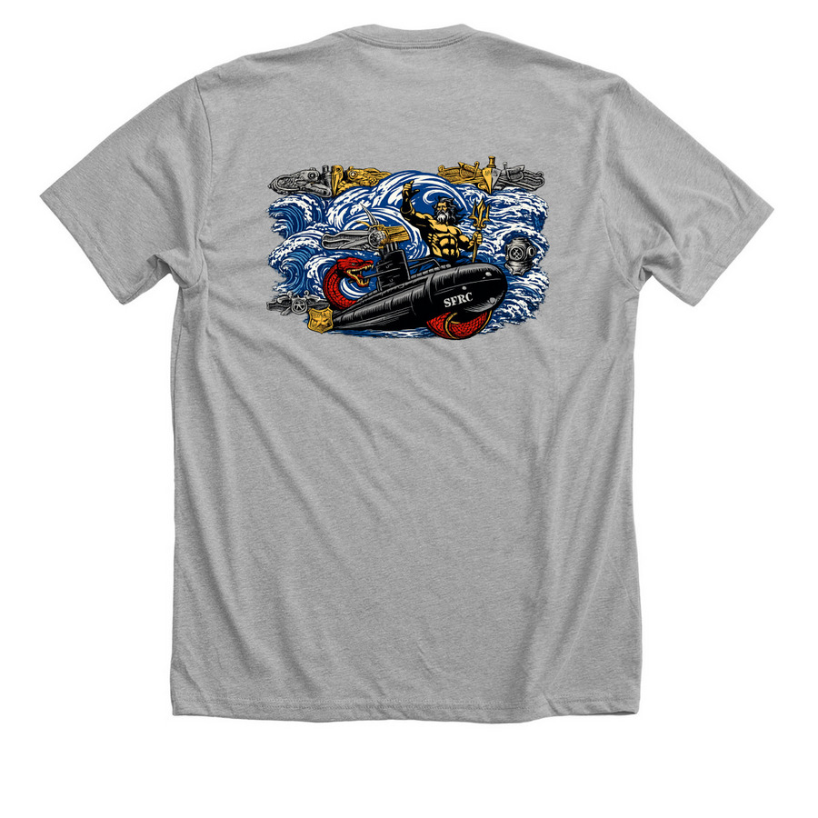 SFRC-swag, a Athletic Heather Premium Unisex Tee (back-view)