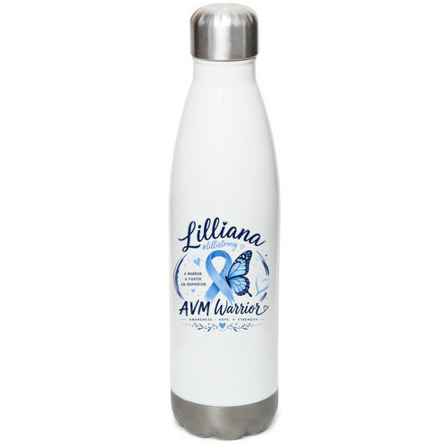 Hope, Healing & #LilliStrong, a White Stainless Steel Water Bottle