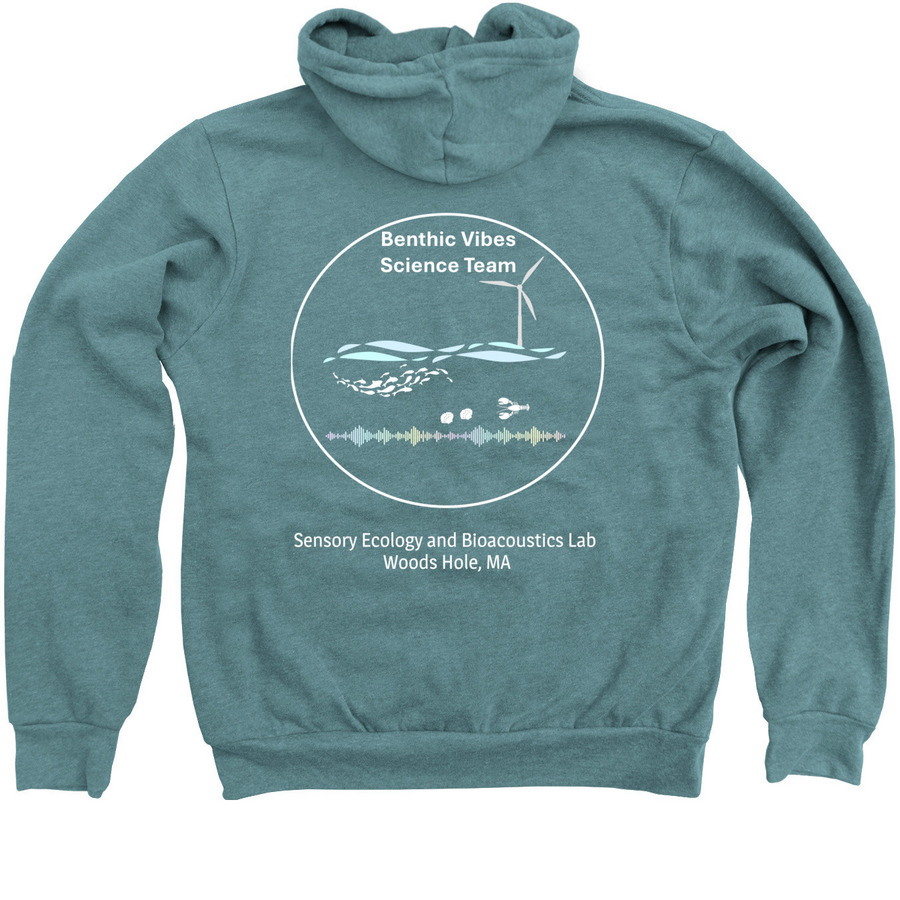 Benthic Vibes, a Heather Deep Teal Zip Up Hoodie (back-view)