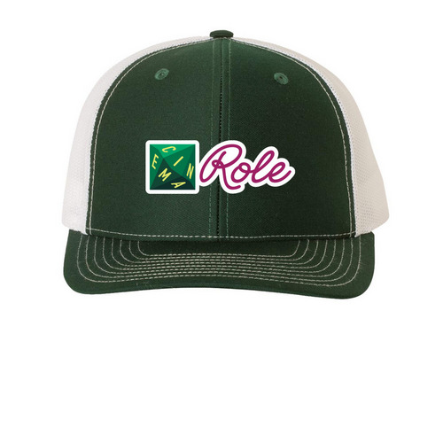 Cinema Role Hats, a Dark Green/ White Printed Snapback Trucker Cap