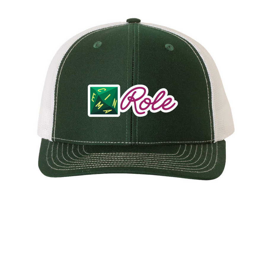 Cinema Role Hats, a Dark Green/ White Printed Snapback Trucker Cap
